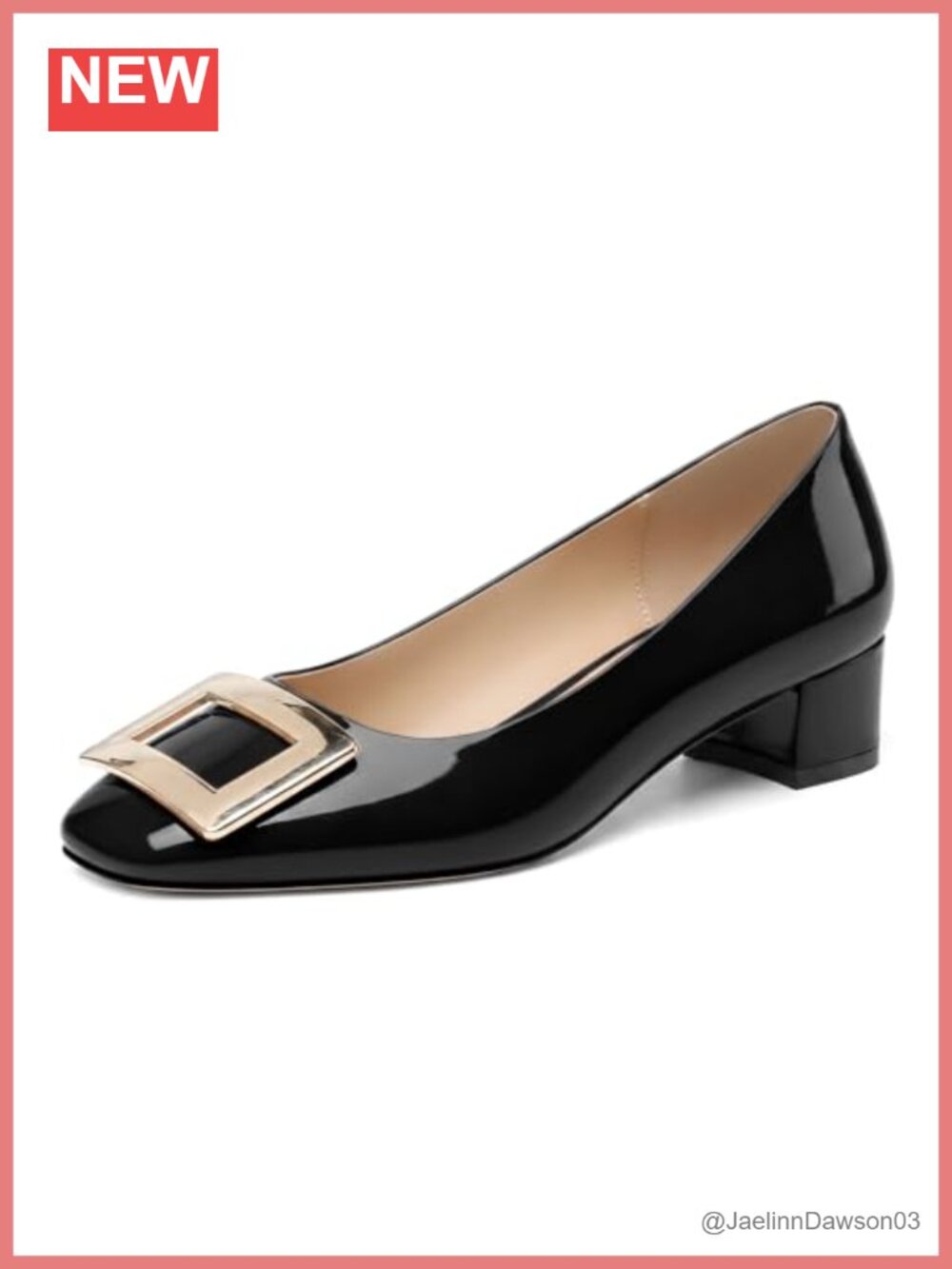 Chunky Low Heel Pumps Round Toe Block Heel Dress Shoes Women Slip On Non-Slip